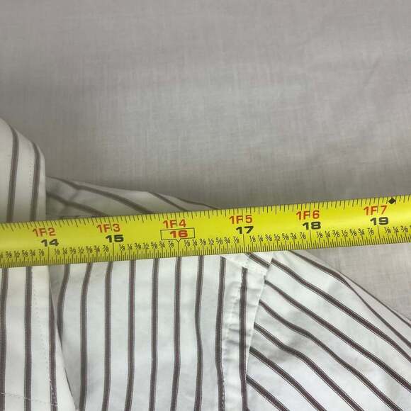 Abercrombie & Fitch Muscle Mens Large White Striped Button Up Long Sleeve - Picture 2 of 11